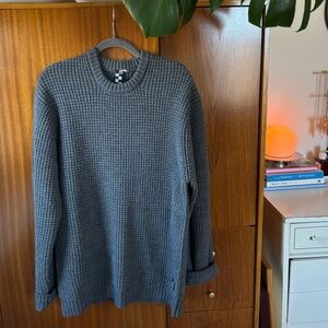 Volcom Men's Charcoal Gray Waffle Knit Crewneck Sweater